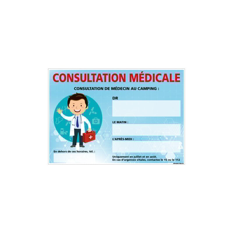 Panneau consultation medicale (H0461-PERSO) - Aluminium 2 mm - 630 x 450 mm
