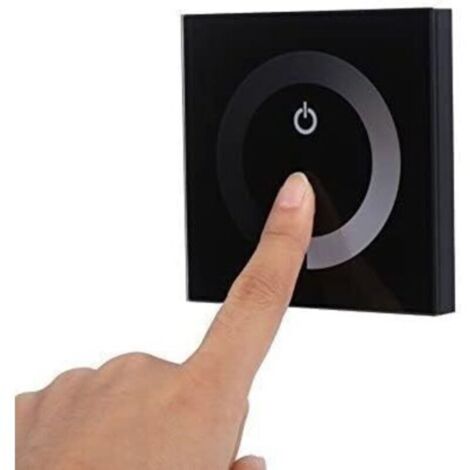Panneau contrôleur mural tactile LED DC 12-24V avec Commutateur gradateur de changement de luminosité pour réglage lumières (Couleur : Noir)
