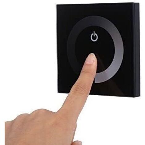 Panneau contrôleur mural tactile LED DC 12-24V avec Commutateur gradateur de changement de luminosité pour réglage lumières (Couleur : Noir)