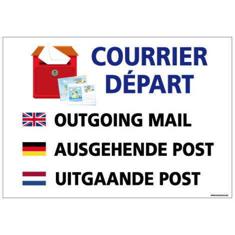 PANNEAU COURRIER DEPART (H0297) - Plastique PVC 1,5 mm - 210 x 150 mm