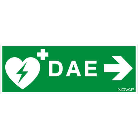 Panneau D.A.E. avec flèche à droite - horizontal - Rigide 330x120mm - 4140940