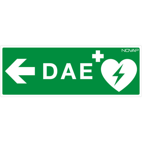 Panneau D.A.E. avec flèche à gauche - horizontal - Rigide 330x120mm - 4141039