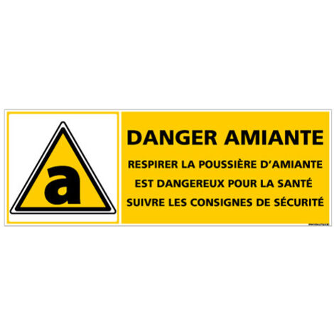 PANNEAU DANGER AMIANTE (C1386) - Adhésif - 210 x 75 mm