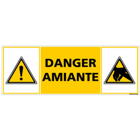 PANNEAU DANGER AMIANTE (C1388) - Adhésif - 210 x 75 mm