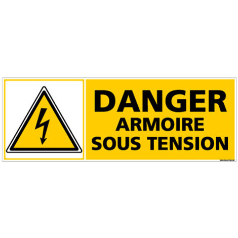 Panneau Danger Armoire Sous Tension - Plastique PVC 1,5 mm - 210 x 75 mm