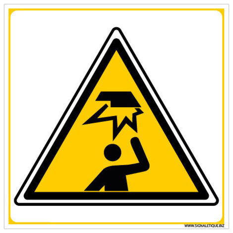 PANNEAU DANGER ATTENTION A VOTRE TETE (C1429) - Adhésif - 125 x 125 mm