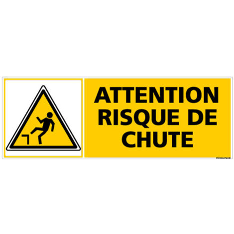 Panneau Danger Attention Risque de Chute - Adhésif - 210 x 75 mm