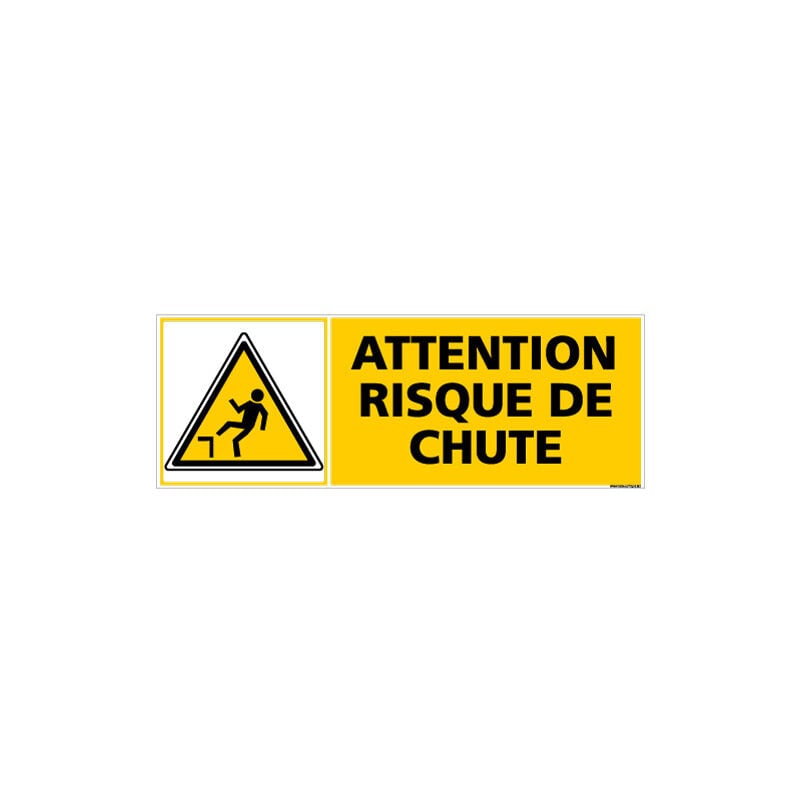 Signaletique.biz France - Panneau Danger Attention Risque de Chute - Plastique pvc 1,5 mm - 980 x 350 mm