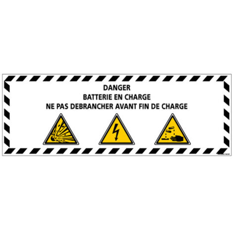 Panneau - DANGER BATTERIE EN CHARGE (C1336) - Adhésif - 350 x 125 mm