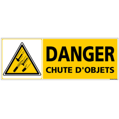 Panneau DANGER CHUTE D'OBJETS (C1359) - Adhésif - 210 x 75 mm