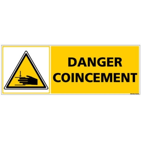 Panneau - DANGER COINCEMENT (C1369) - Adhésif - 210 x 75 mm