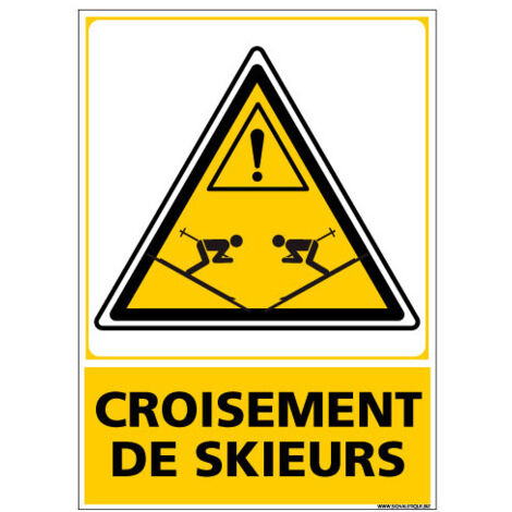 PANNEAU DANGER CROISEMENT DE SKIEURS (C1448) - Adhésif - 150 x 210 mm