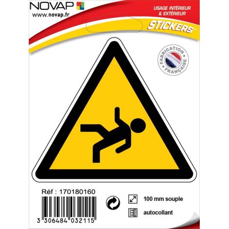 Panneau ''Danger de chute'' vinyle adhésif triangle 100mm - NOVAP - 4032115