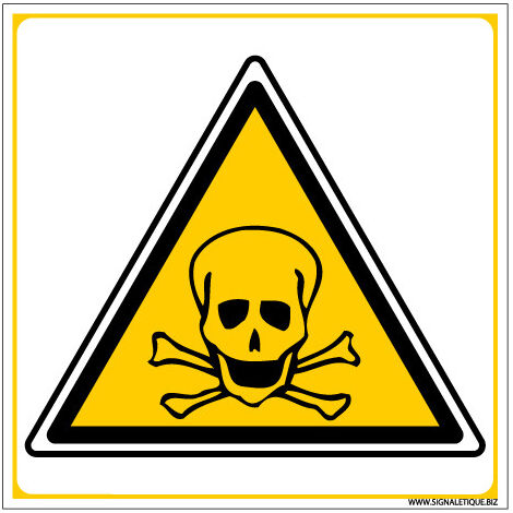 PANNEAU DANGER DE MORT (C0044) - Adhésif - 125 x 125 mm