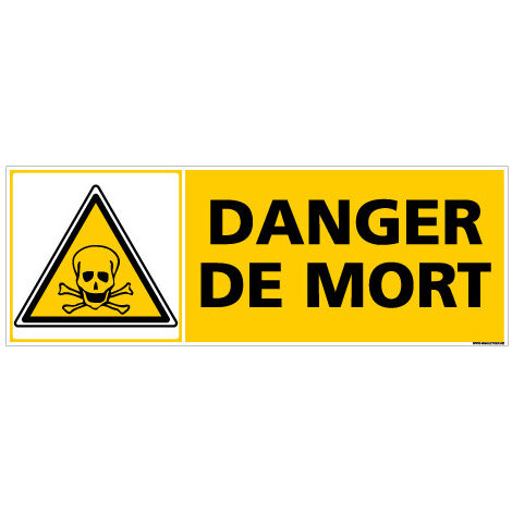 Panneau DANGER DE MORT (C0369) - Adhésif - 210 x 75 mm
