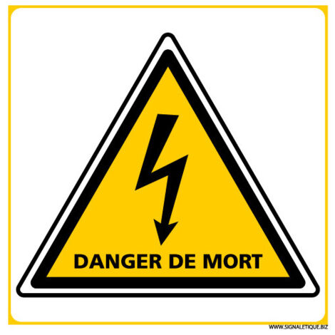 PANNEAU DANGER DE MORT (C1387) - Aluminium 2 mm - 450 x 450 mm