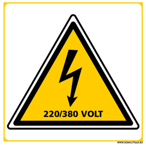 PANNEAU DANGER ELECTRIQUE 220/380 VOLT (C1392) - Adhésif - 250 x 250 mm
