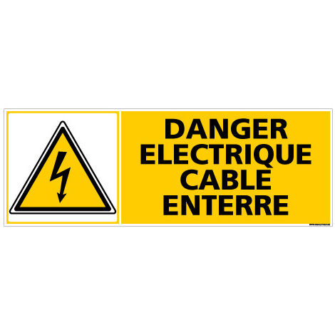 PANNEAU DANGER ELECTRIQUE CABLE ENTERRE (C0840) - Adhésif - 210 x 75 mm