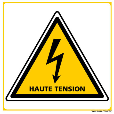 PANNEAU DANGER ELECTRIQUE HAUTE TENSION (C1393) - Adhésif - 125 x 125 mm