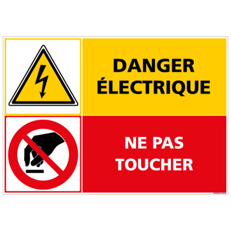 Panneau DANGER ELECTRIQUE NE PAS TOUCHER (C1414) - Adhésif - 420 x 300 mm