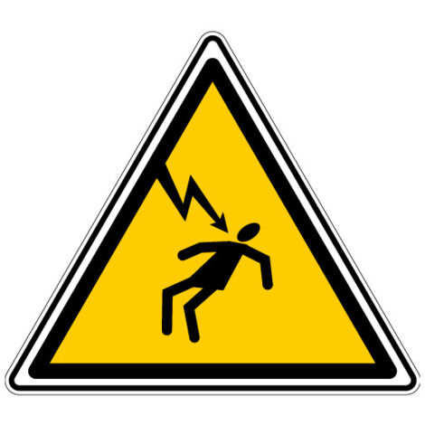 Panneau danger électrique - Signalisation danger électrique - Adhésif 125 x 125 mm - Conforme à la norme ISO 7010