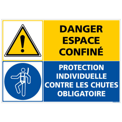 PANNEAU DANGER ESPACE CONFINE - EPI OBLIGATOIRE (C1401) - Aluminium 2 mm - 420 x 300 mm