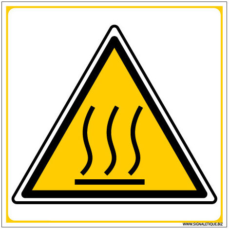 Panneau danger hautes températures - Adhésif 125x125 mm - Conforme à la norme ISO 7010