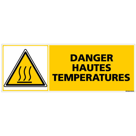 Panneau DANGER HAUTES TEMPERATURES (C0365) - Adhésif - 210 x 75 mm