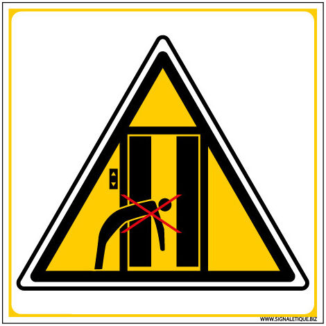 Panneau DANGER INTERDICTION DE SE PENCHER (C1344) - Adhésif - 125 x 125 mm