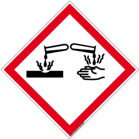 PANNEAU DANGER MATIERES CORROSIVES (SGH05) - Adhésif - 250 x 250 mm