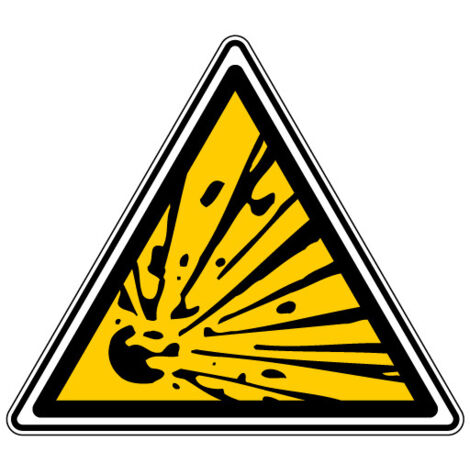 Panneau danger matières explosives - Adhésif 125x125 mm - Conforme à la norme ISO 7010
