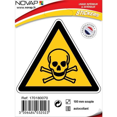 Panneau Danger matières toxiques - Adhésif Triangle 100mm - 4032023