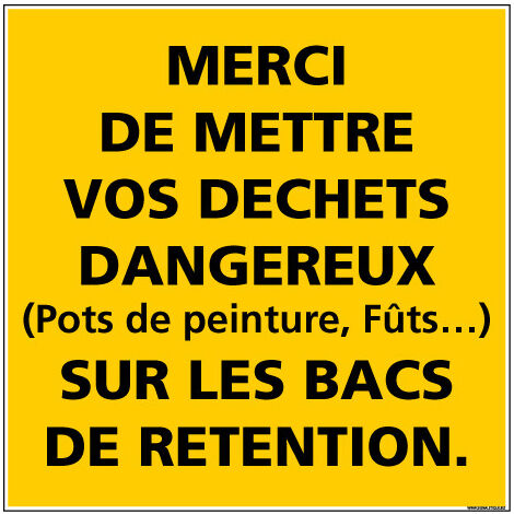 Panneau DANGER MERCI DE METTRE VOS DECHETS SUR LES BACS (C1342) - Plastique PVC 1,5 mm - 125 x 125 mm