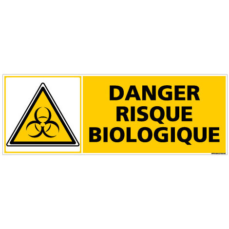 Panneau DANGER RISQUE BIOLOGIQUE (C0378) - Adhésif - 210 x 75 mm