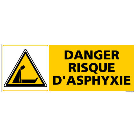 Panneau DANGER RISQUE D'ASPHYXIE (C0376) - Adhésif - 210 x 75 mm