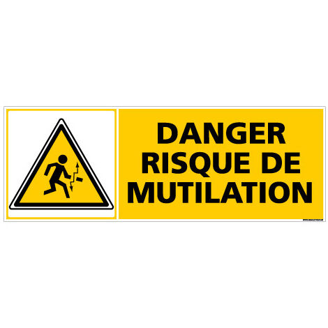 Panneau DANGER RISQUE DE MUTILATION (C0379) - Adhésif - 210 x 75 mm
