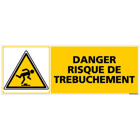 Panneau DANGER RISQUE DEETREBUCHEMENT (C0380) - Adhésif - 210 x 75 mm