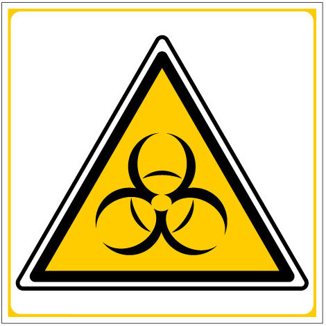 Panneau danger risques biologiques - Adhésif 125x125 mm - Conforme à la norme ISO 7010