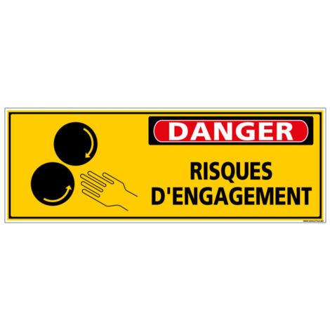 Panneau - DANGER - Risques d'engagement (C1325) - Adhésif - 210 x 75 mm