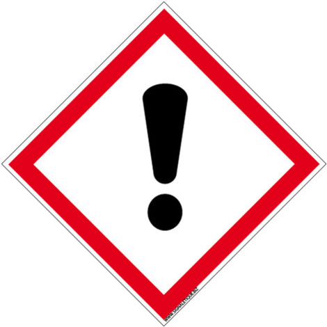 Panneau DANGER SENSIBILISATION CUTANEE, INHALATION, CORROSION OU IRRITATION DES YEUX (SGH07) - Adhésif - 125 x 125 mm