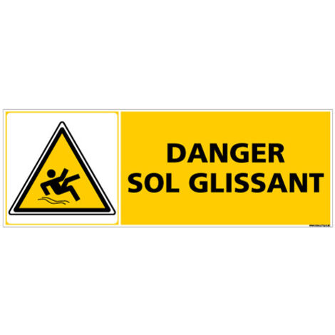 Panneau Danger Sol Glissant - Adhésif - 210 x 75 mm