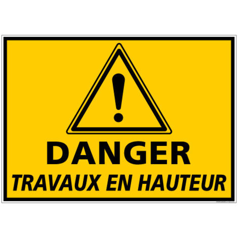 Panneau DANGER TRAVAUX EN HAUTEUR (C1343) - Adhésif - 150 x 210 mm