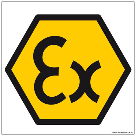 Panneau DANGER ZONE ATEX (C1258) - Adhésif - 250 x 250 mm