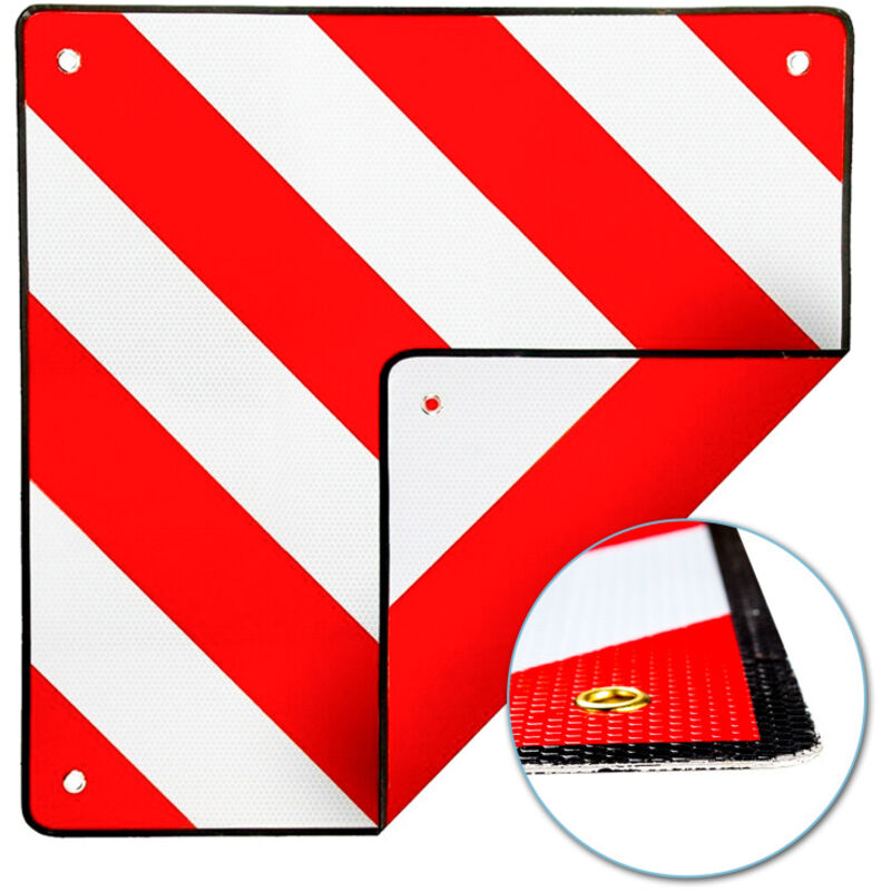 Swanew - Panneau d'avertissement arrière plastique réflecteurs 50x50 cm Panneau signalisation arrière port 2in1