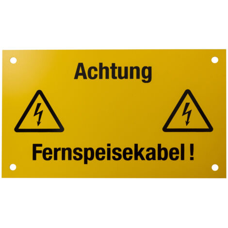 Panneau d'avertissement "Attention cble d'alimentation  distance" jaune/noir, 200 x 120 mm
