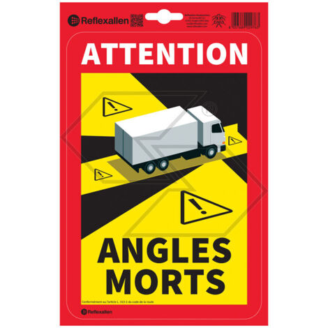 Panneau d'avertissement d'angle mort 17 x 25 cm pour véhicules lourds A28384