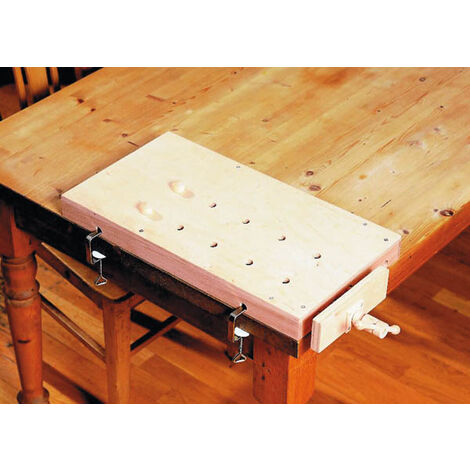 Panneau de banc de rabotage en bois massif avec dispositif de serrage et fixation à la table Pebaro