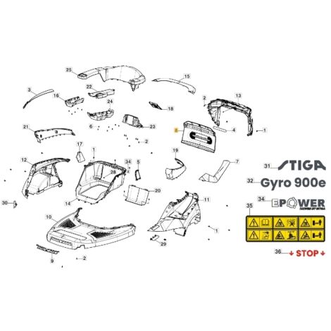Panneau de batterie pour tracteurs modèles GYRO900e ORIGINAL STIGA 337110417/0