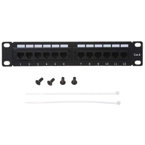 Panneau de brassage 12 ports CAT6 RJ45 pour montage mural en rack