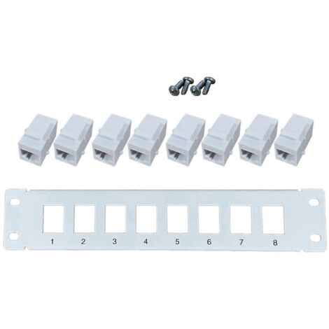 Panneau de brassage Ethernet Cat6 8 ports RJ45, support mural et rack, module Keystone pour jack réseau.